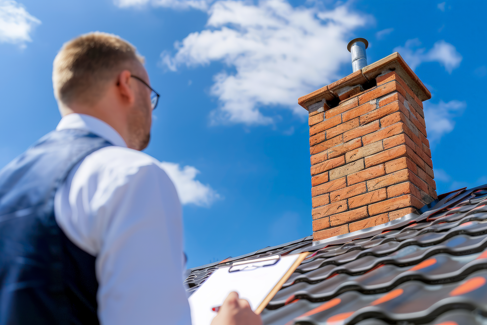 Chimney Inspector observing chimney